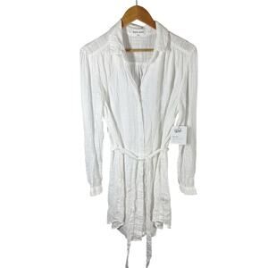 Bella Dahl White Collared Long Sleeve Shirtdress Size Medium Lightweight